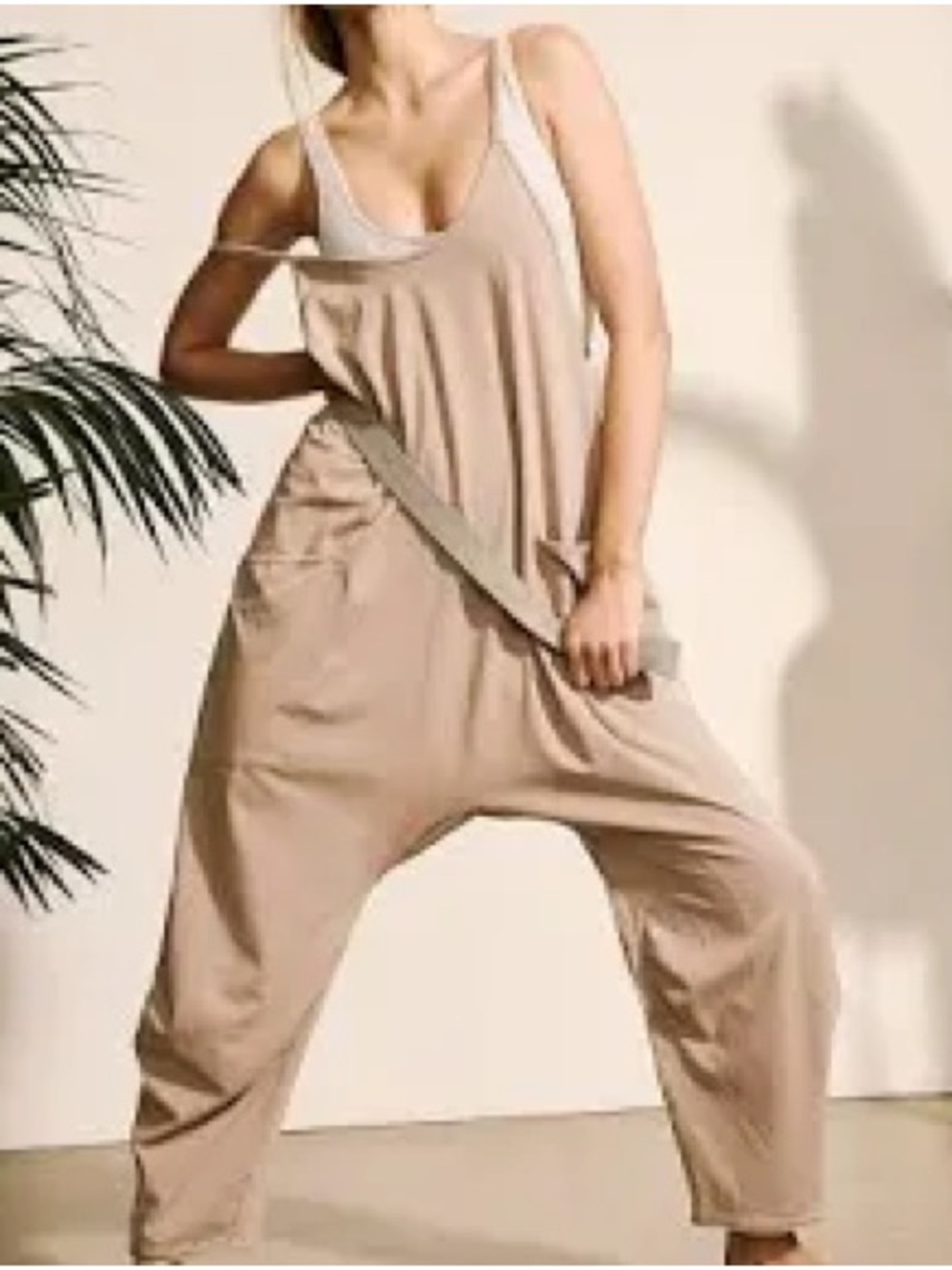 NWOT FP Movement by Free People Soft Taupe Hot Shot Onsie
